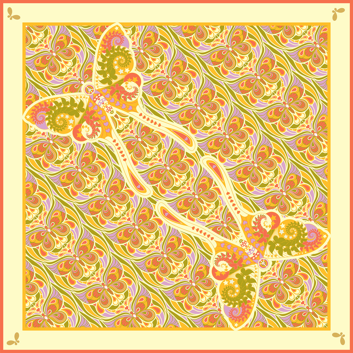 Butterfly Effect Citrus Large Silk Scarf