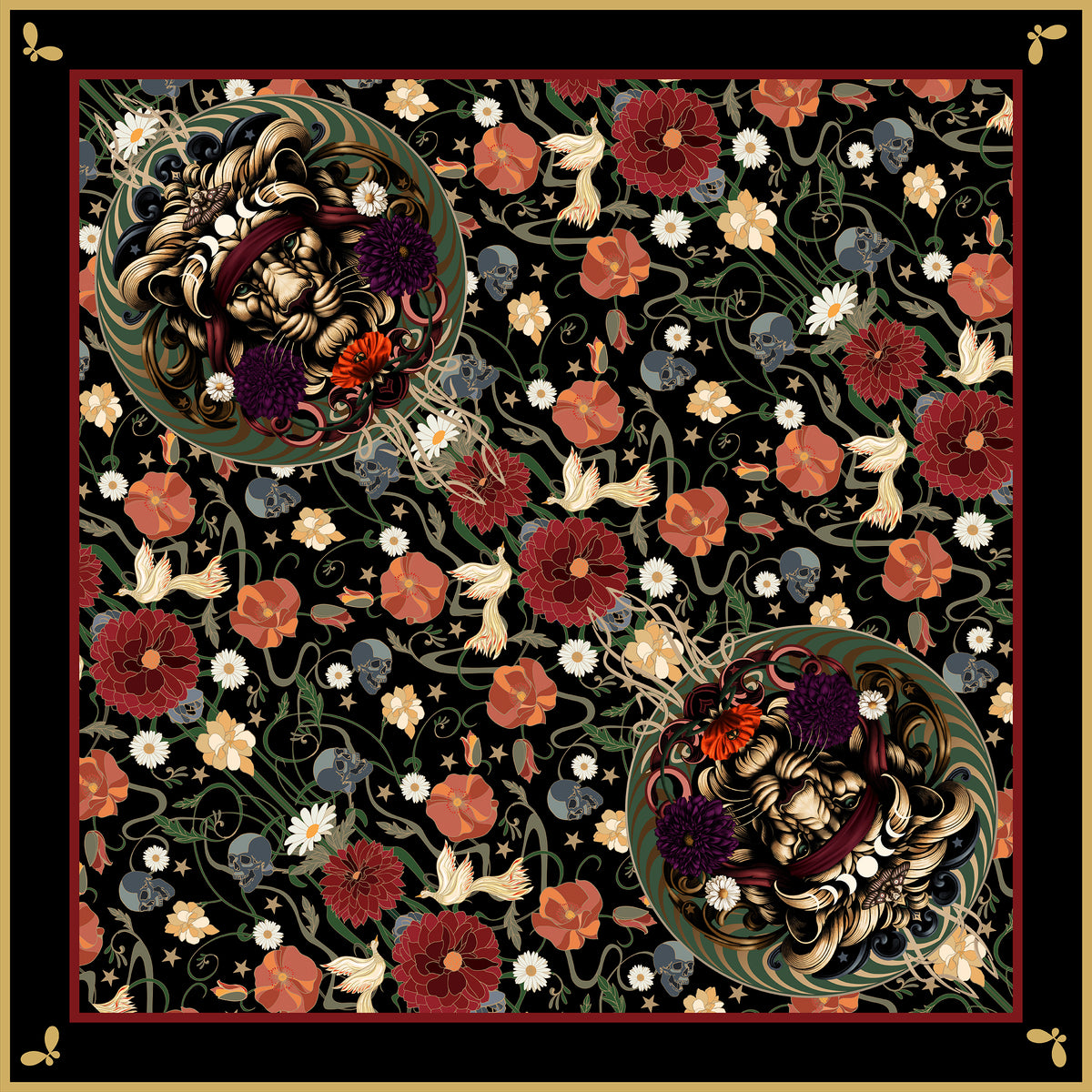 Dahlia Silk large Silk Scarf