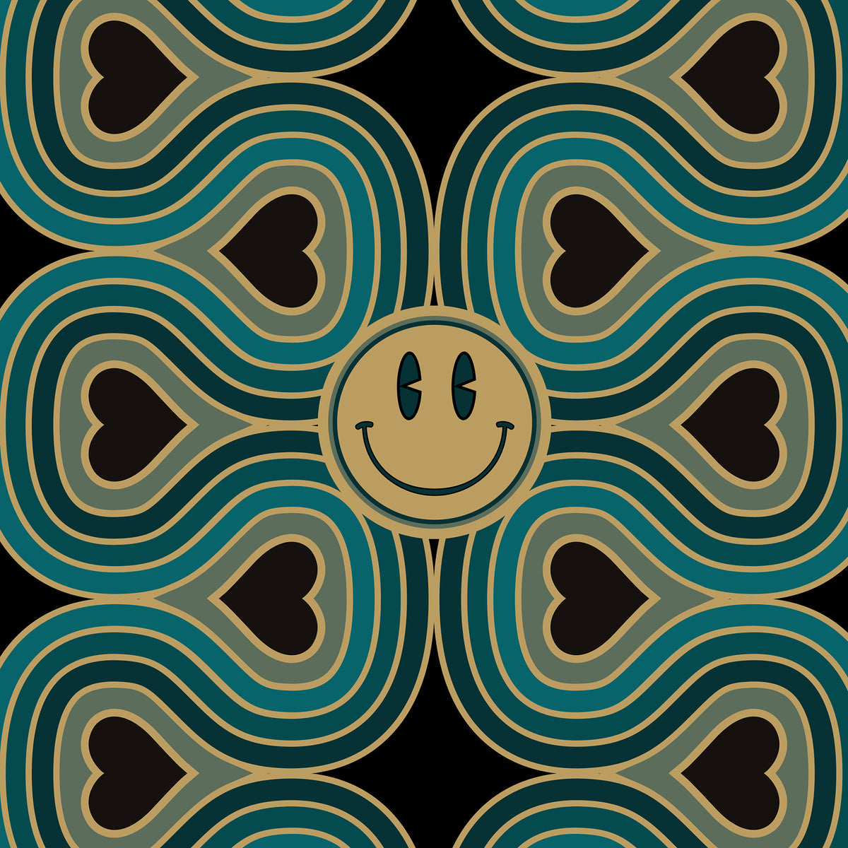 Wonderlust Blue Smiley Silk Sleep Mask