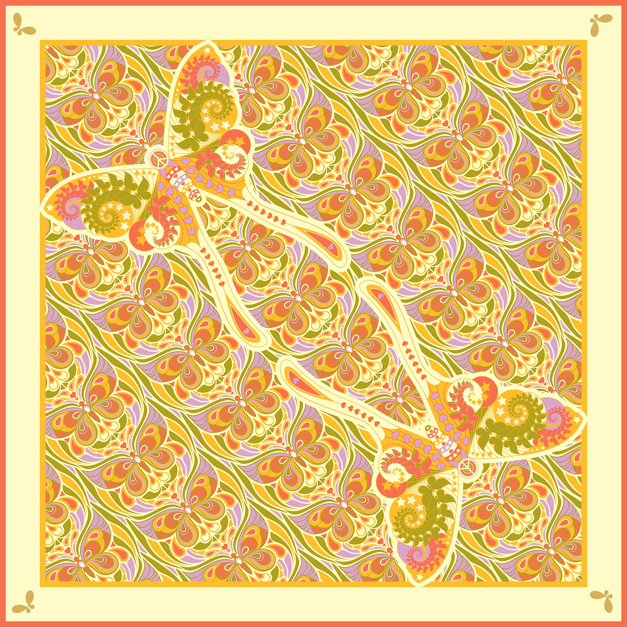 Butterfly Effect Citrus Large Silk Scarf